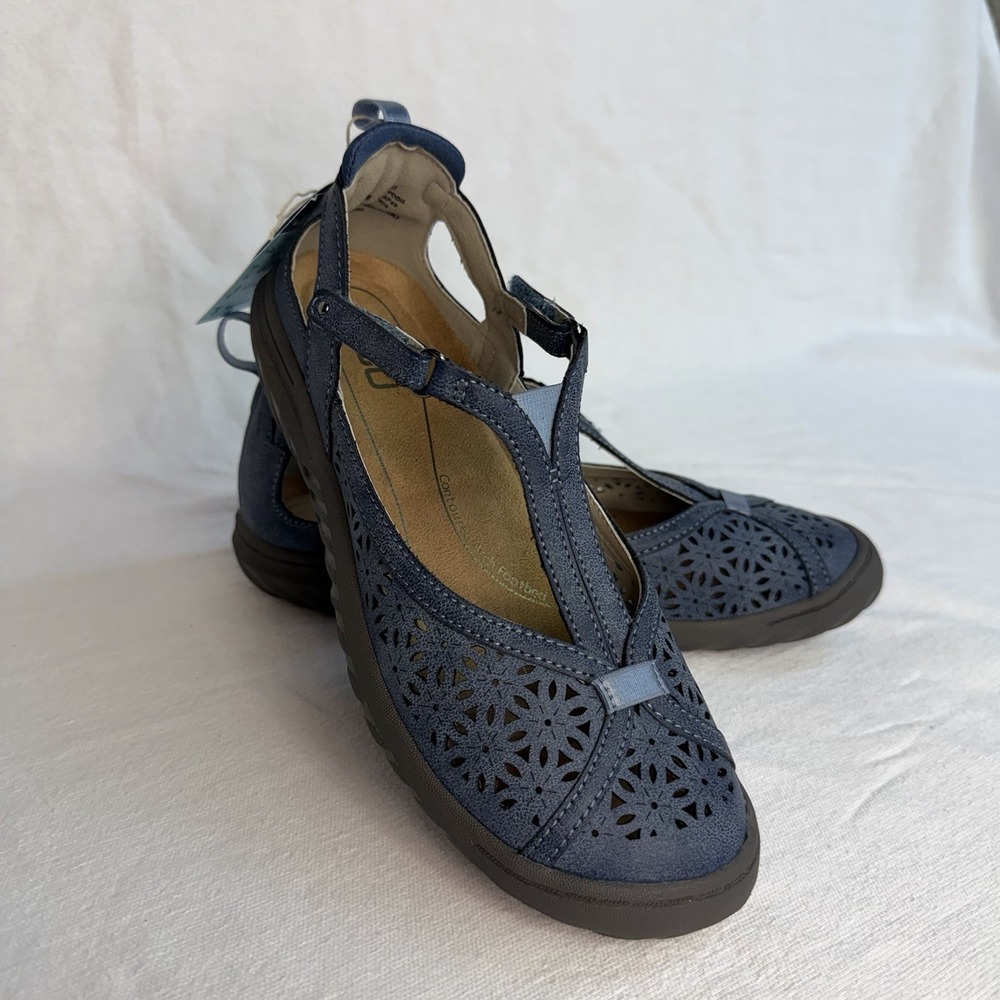 JBU by Jambu Women's Daffodil Denim Sz 7 Vegan Leather Mary Jane Memory Foam